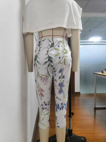 Leggings d'été à imprimé floral pour femmes