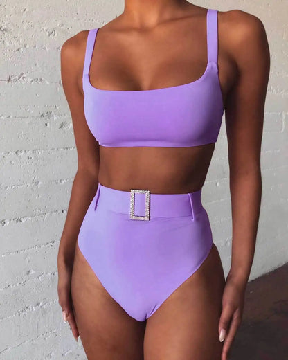 Maillots de bain deux pièces ceinture taille haute pour femmes