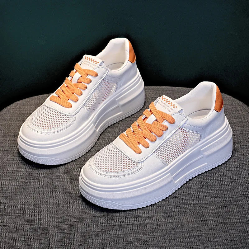 Baskets en cuir véritable pour femmes