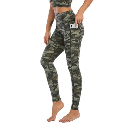 Pantalon de yoga Cloud Hide pour femme, legging de sport camouflage,