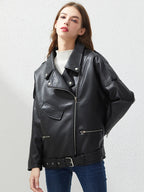 Blouson en similicuir PU femme noir pour femmes