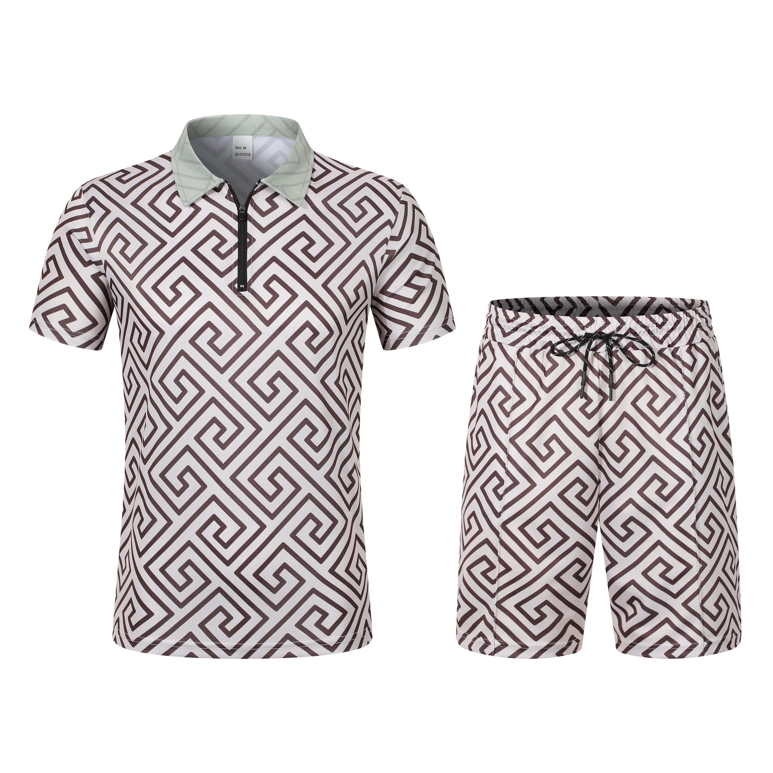 Ensemble deux pièces avec short et polo décontracté à manches courtes pour hommes