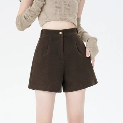 Short en laine pour femme, couleur unie