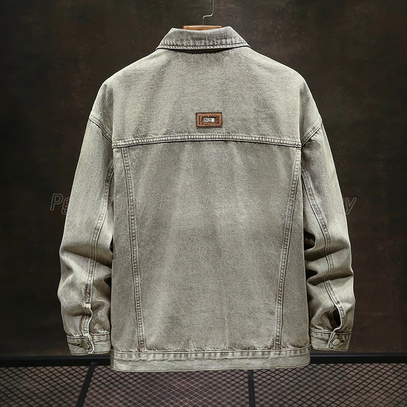 Ensemble deux pièces en denim café vintage pour hommes