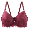 Soutien-gorge push-up sexy en dentelle florale avec armatures et nœud rembourré pour femmes