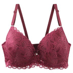 Soutien-gorge push-up sexy en dentelle florale avec armatures et nœud rembourré pour femmes