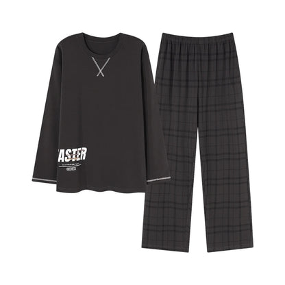 Pyjama en faux coton à col rond pour hommes