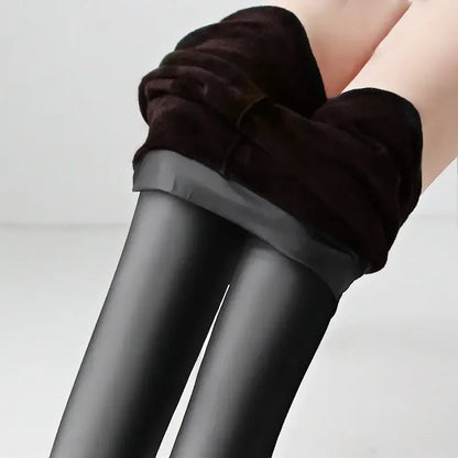 Legging taille haute en similicuir pour femme,