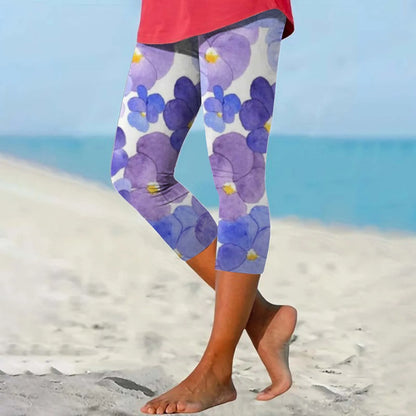 Leggings d'été à imprimé floral pour femmes