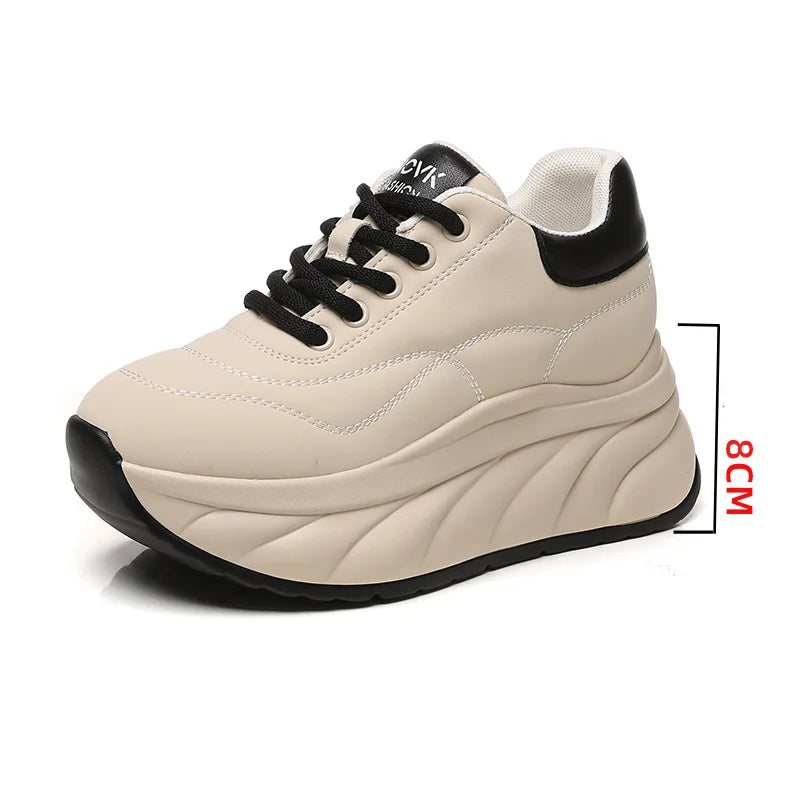 baskets en cuir véritable pour femmes