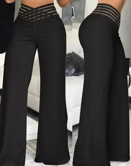 Pantalon en Maille Transparente pour Femme, Tenue Élégante