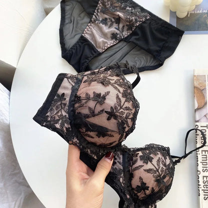 Soutien-gorge réglable en dentelle brodée de fleurs pour femmes