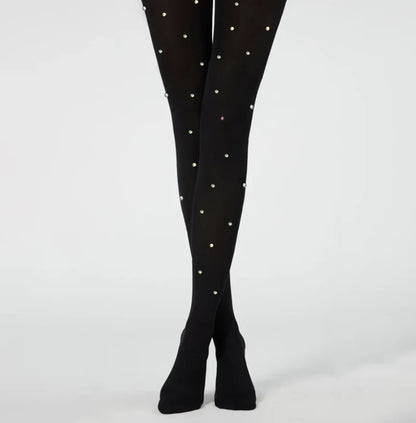 Collants brillants en velours noir pour femmes, collants en biscuits chauds