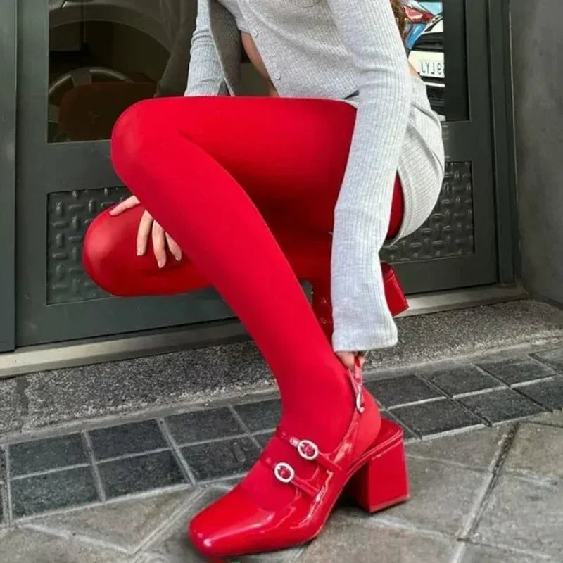 Leggings transparents rouges pour femmes