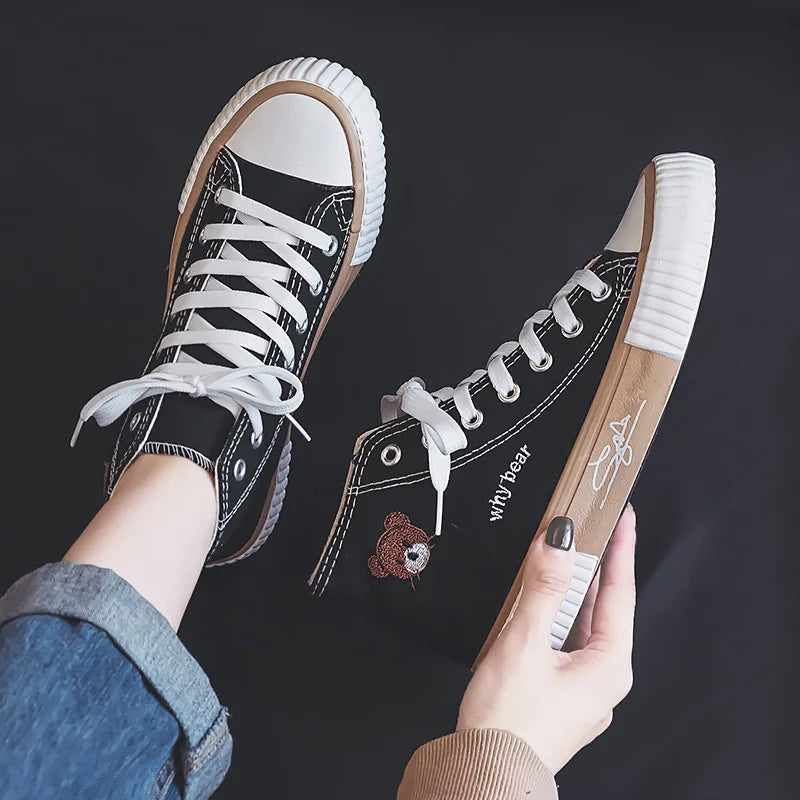 Baskets à lacets montantes en toile pour femmes