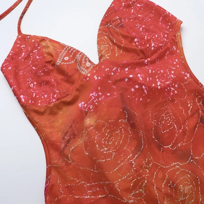 Robe mi-longue rétro coloré pour femmes