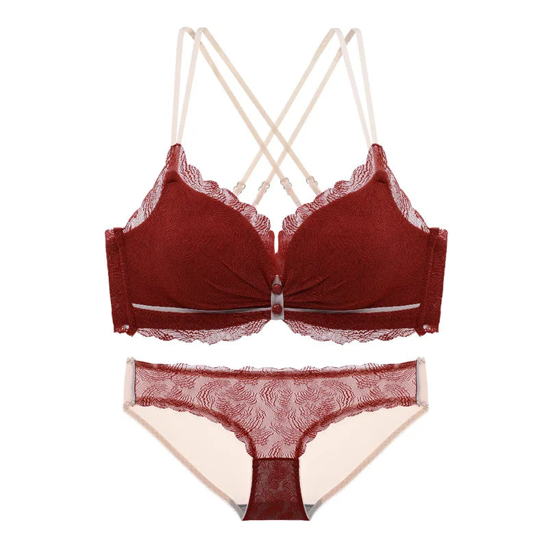 Ensemble soutien-gorge et culotte en dentelle transparente pour femme