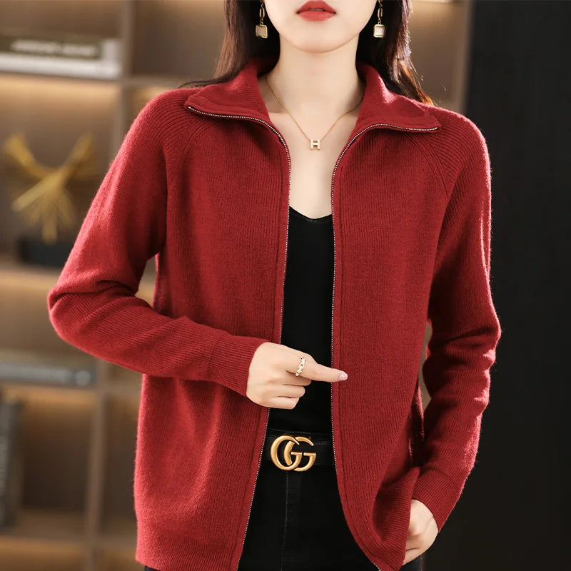 Cardigan tricoté à revers pour femme