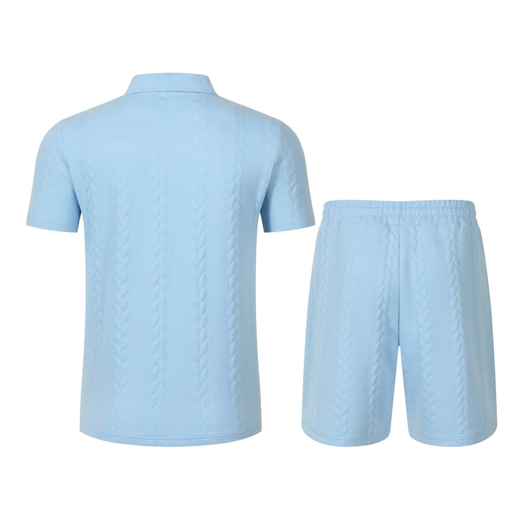 Ensemble deux pièces polo décontracté à manches courtes et short pour hommes