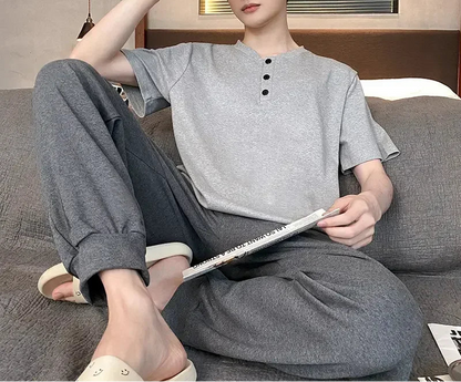 Pyjama d'été en coton tricoté pour hommes