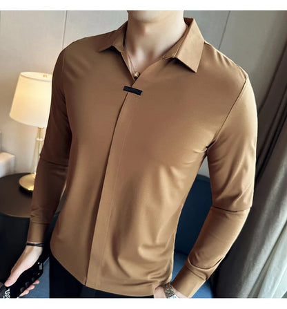 T-shirt à manches longues et col en v pour hommes