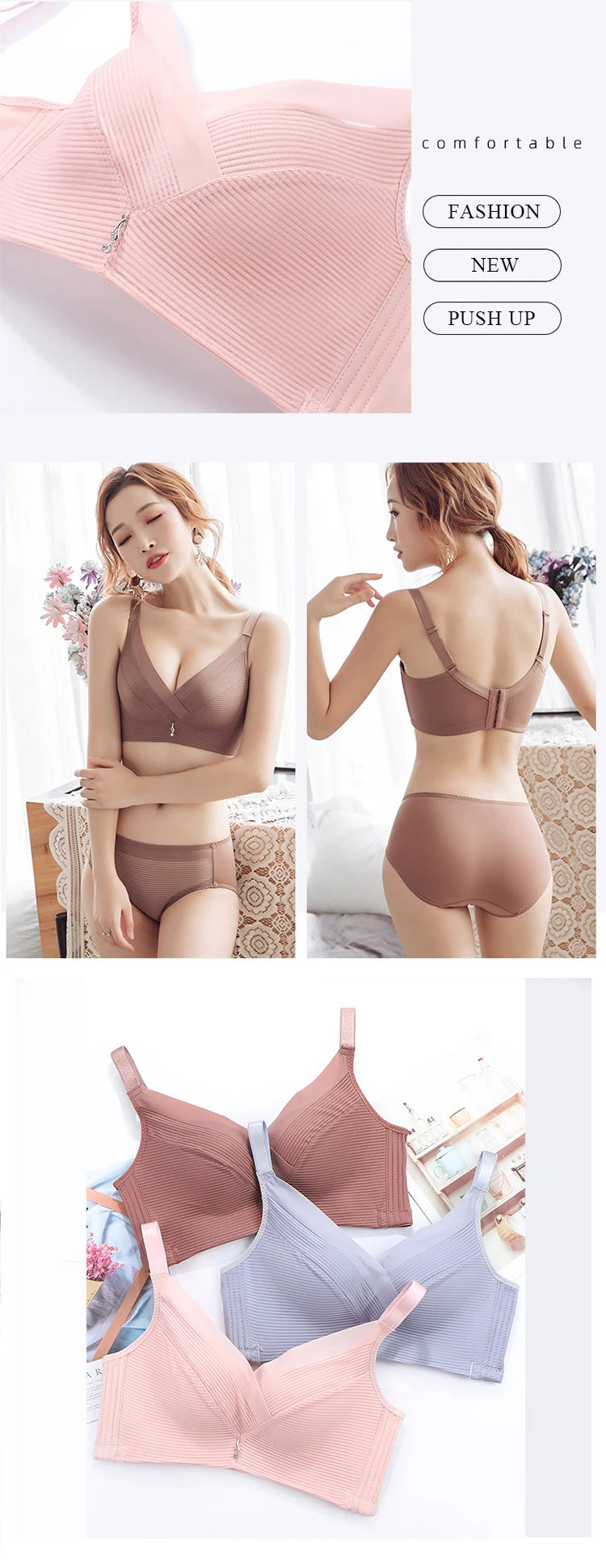 Soutien-gorge push-up sexy à col en V pour femmes