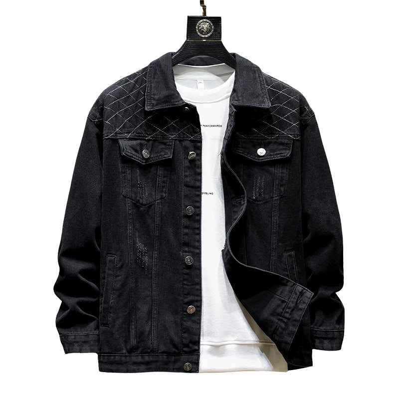 Veste en jean multi-poches pour hommes