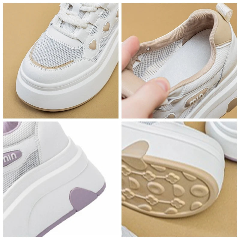 Baskets en cuir respirant pour femmes