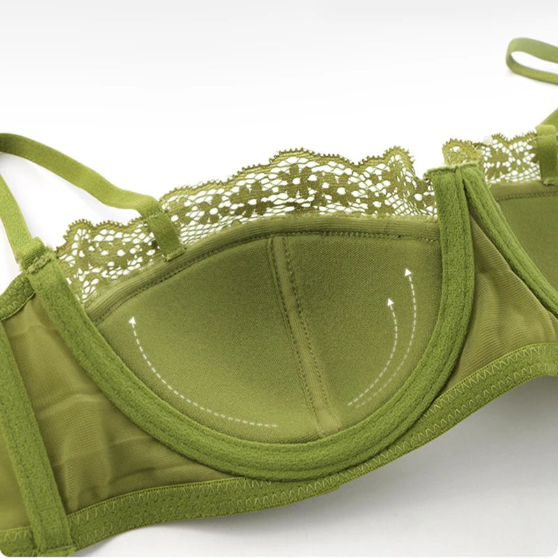 Ensemble de soutien-gorge Ultra-fin en dentelle, sous-vêtements d'épissure en Satin de soie française