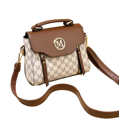 Sac à main en cuir avec lettres imprimées pour femmes