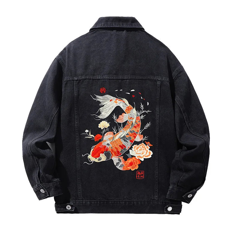 Veste brocart carpe brodée pour homme