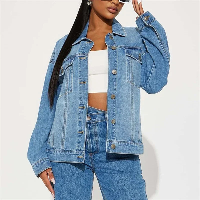 Veste en jean à simple boutonnage pour femme