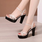 Sandales à talon et bout ouvert pour femme