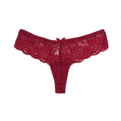 String en dentelle pour femme, taille basse, sous-vêtement transparent