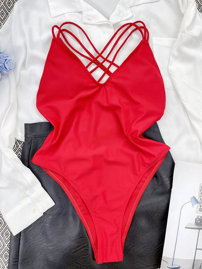 Maillots de bain une pièce pour femme baigneur col en V