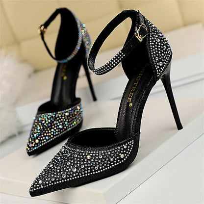 Chaussures à strass brillants pour femmes à talons de styliste paillettes en cristal