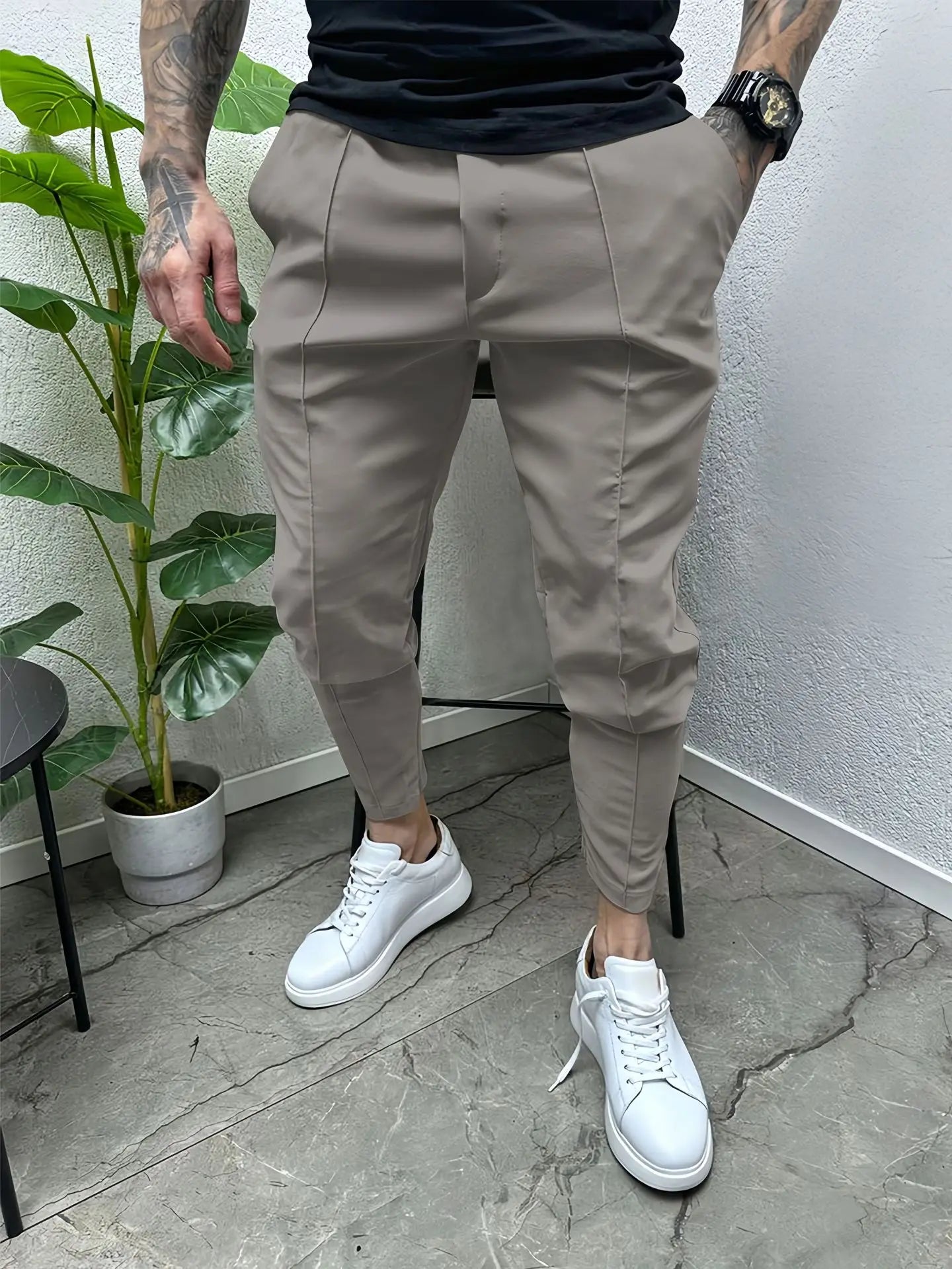 Pantalon en coton multi-poches à cordon de serrage pour hommes