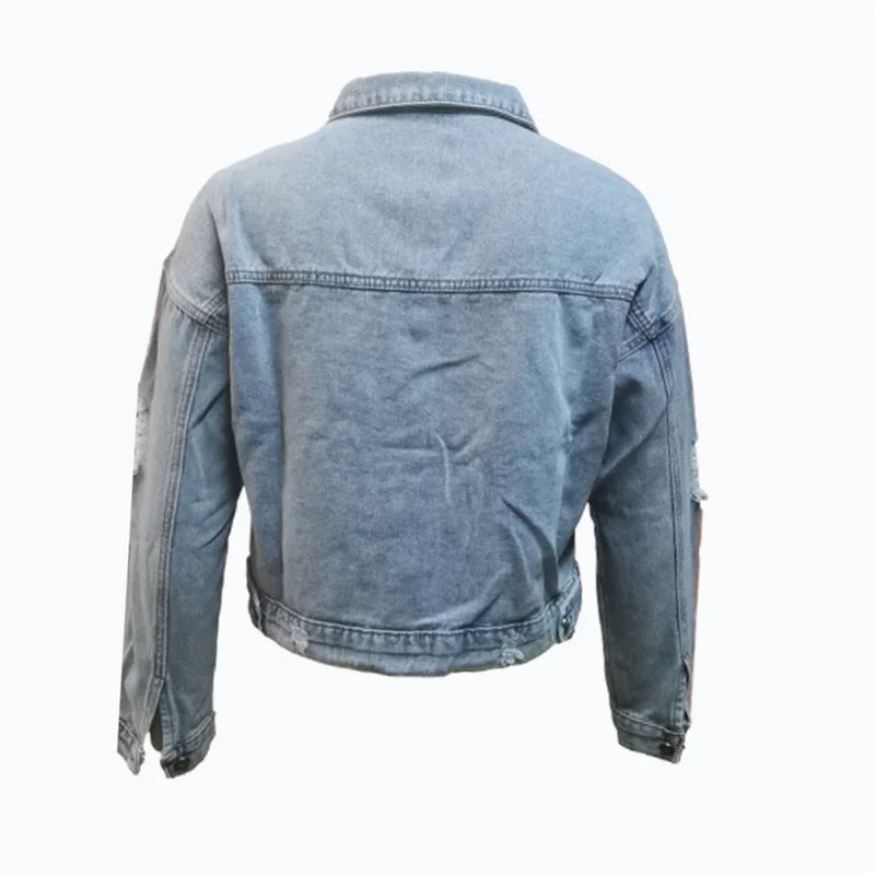 Veste en jean imprimé à la mode pour femme, manches longues,