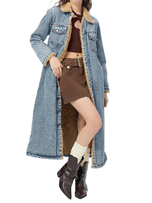 Veste en jean épaisse à simple boutonnage pour femmes