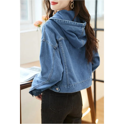 Veste en Jean à capuche pour femme, Vintage