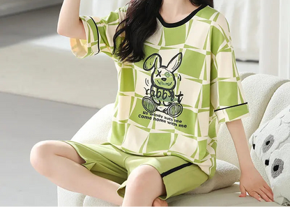 Ensemble de pyjama en coton à manches courtes pour femmes