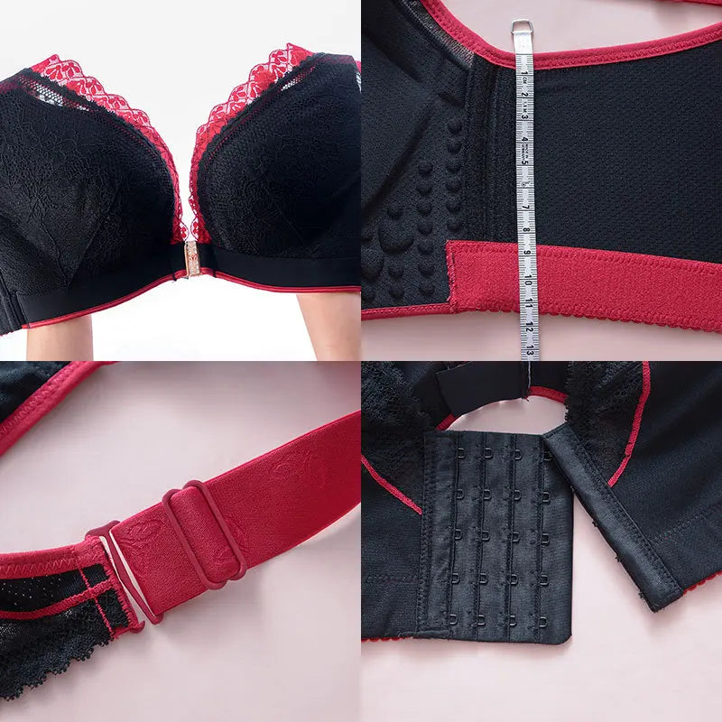 Soutien-gorge plongeant en dentelle avec boutons sur le devant pour femmes