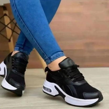 Chaussures de tennis à plateforme compensée pour femmes, baskets à lacets, coussin d'air