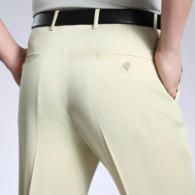 Pantalon d'été droit en coton pour hommes