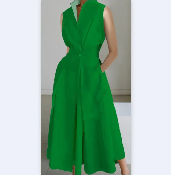 Robe À Pois Col En V Imprimé Lâche Boutonné pour femmes