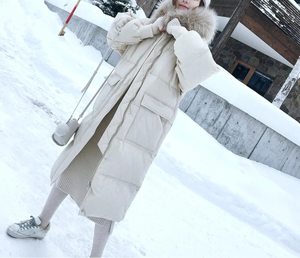 Doudoune longue double face pour femme