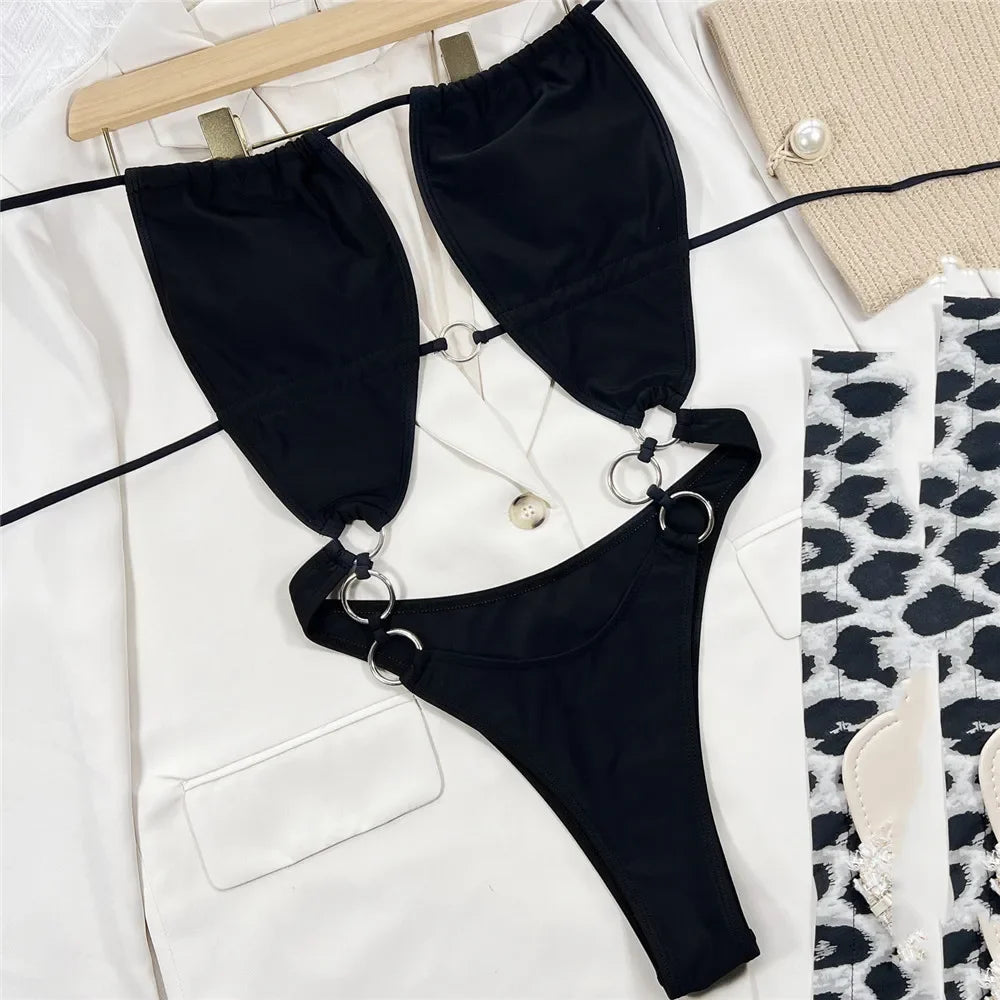 Maillot de bain une pièce noir, sexy, dos nu  pour femmes