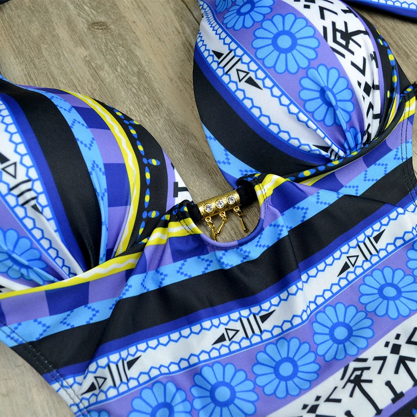 Maillot de bain une pièce imprimé soutien-gorge tasse pour femmes