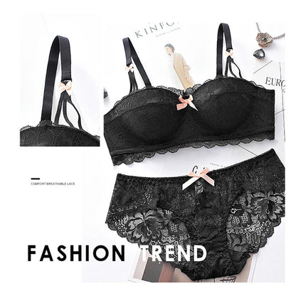 Ensemble de Lingerie Soutien-gorge Push Up et culotte en dentelle Floral évider