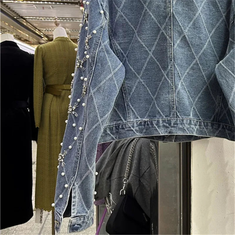 Veste en jean à col montant pour femme